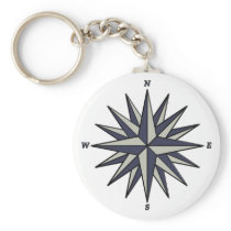 Blue Compass Rose Keychain