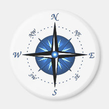 Blue Compass Rose Refrigerator Magnet