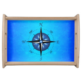 Blue Compass Rose Serving Platter