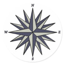 Blue Compass Rose Sticker