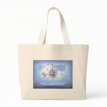 Blue Compass Rose World Map bags
