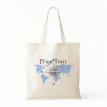 Blue Compass Rose World Map Budget Tote Bag