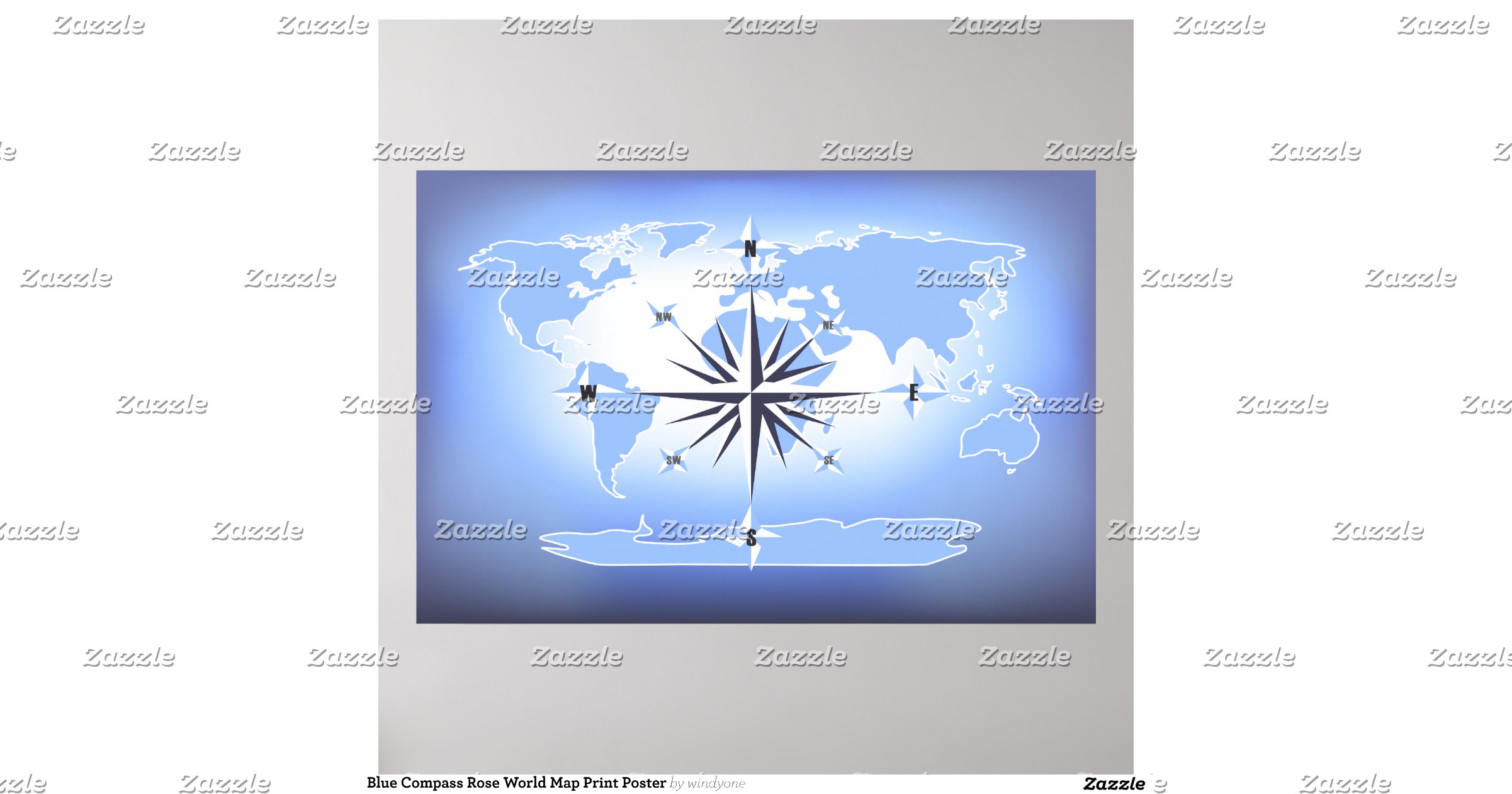 Blue_compass_rose_world_map_print_poster Blue_compass_rose_world_map_print_poster