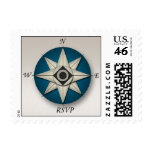 Blue Compass RSVP Postage Stamps