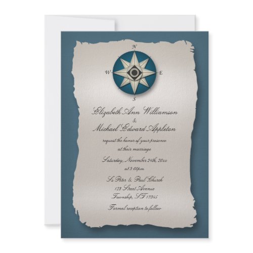 Blue Compass Wedding Invitations zazzle_invitation