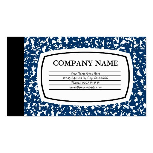 blue composition book business card templates (front side)