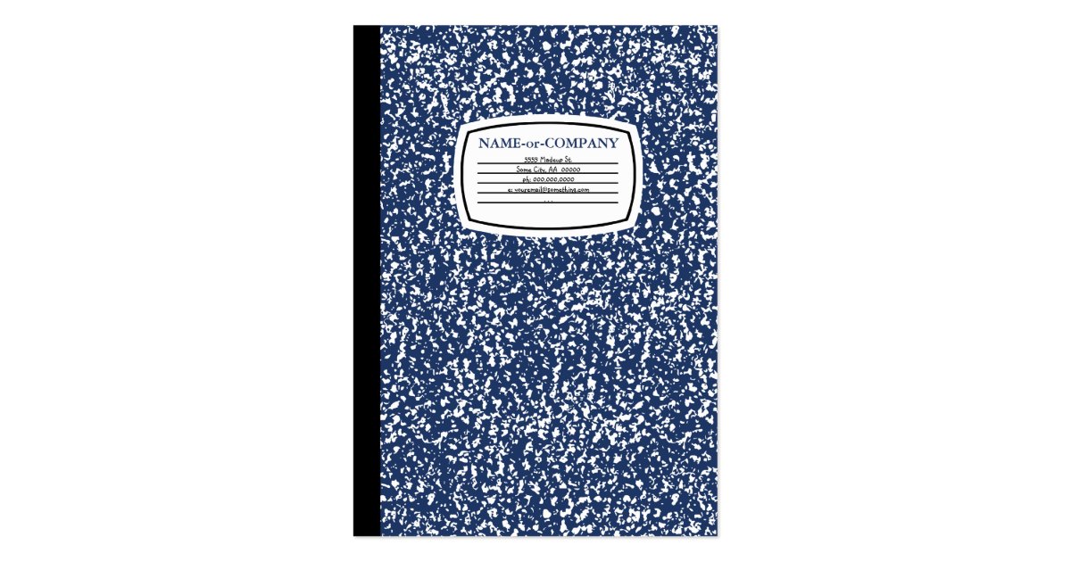 blue composition book large business card Zazzle