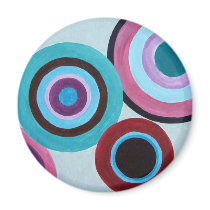 Blue Concentric Circles Magnet