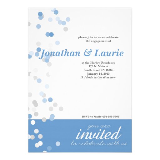 Blue Confetti Celebration Invitation