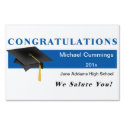 Blue Congratulations Graduation Yard Sign