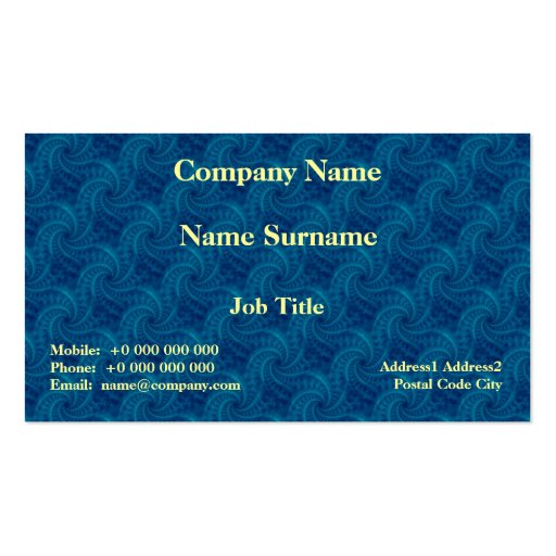 Blue Contrail Spiral Card Business Cards (front side)