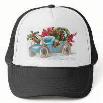 Blue Convertible with Holly Wreaths and Red Bows hats by pinkalmond Blue Convertible with Holly Wreaths and Red Bows hats