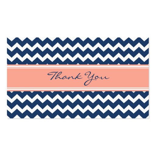 Blue Coral Chevron Wedding Favor Tags Business Card (back side)