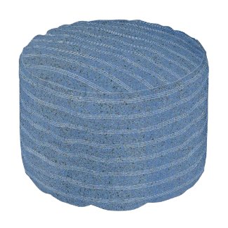 Blue Cork Texture with White Lines Round Pouf