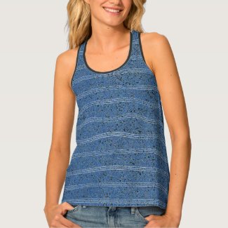 Blue Cork Texture with White Lines Tank Top