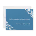 Blue corner scroll wedding enclosure RSVP response invitation