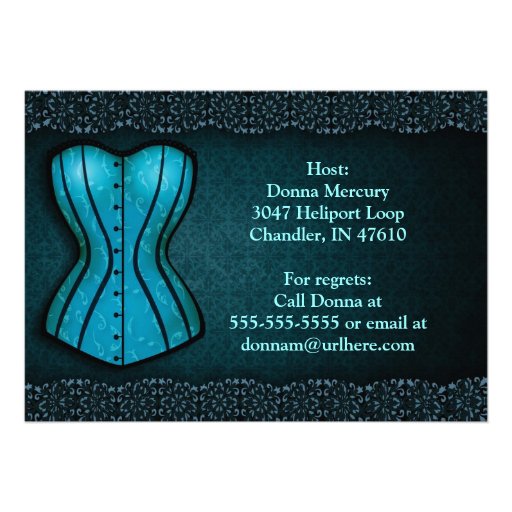 Blue Corset Lingerie Bridal Shower Invitation