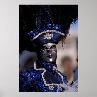 Blue Costume at Carnival of Venice Poster