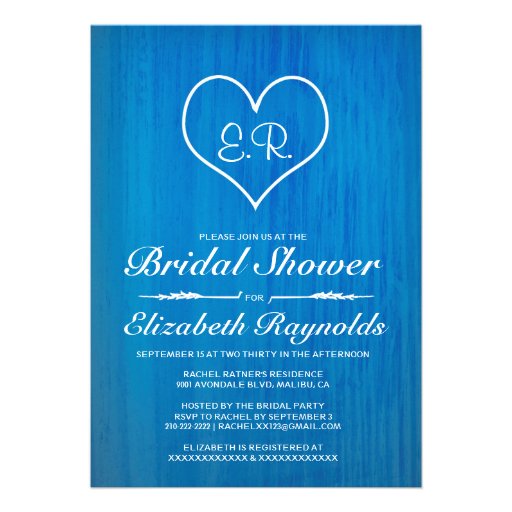 Blue Country Bridal Shower Invitations