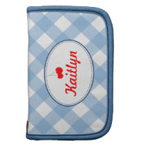 Blue country gingham pattern red cherry personal planners
