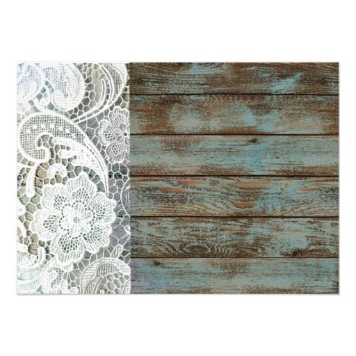 blue country lace barnwood vintage birthday party personalized invite