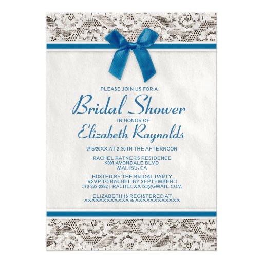 Blue Country Lace Bridal Shower Invitations