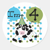 Blue Cow 4th Birthday Tshirts and Gifts Sticker