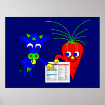 Blue Cow and Carrot Poster