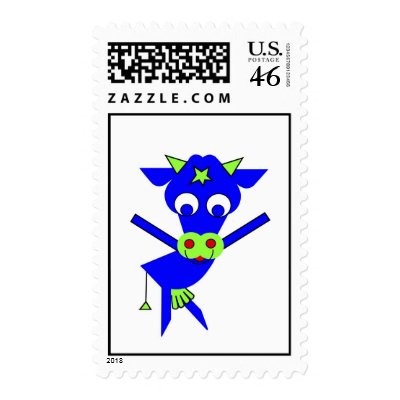 Blue Cow Postage by lonvig