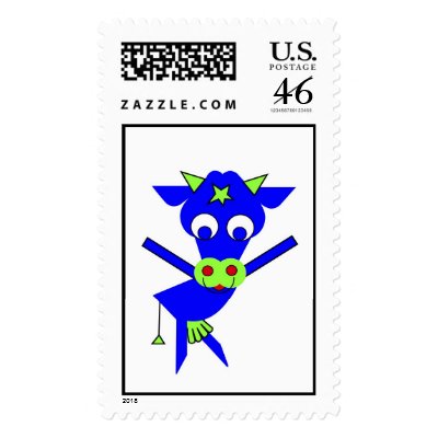 Blue Cow Postage by lonvig