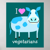 Blue Cow Vegetarian Poster