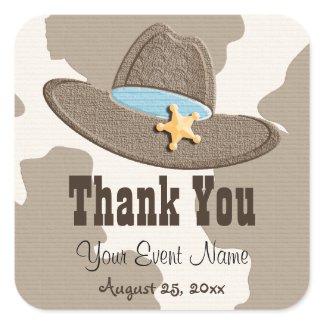 Cowboy Hat Party Favor Stickers Labels