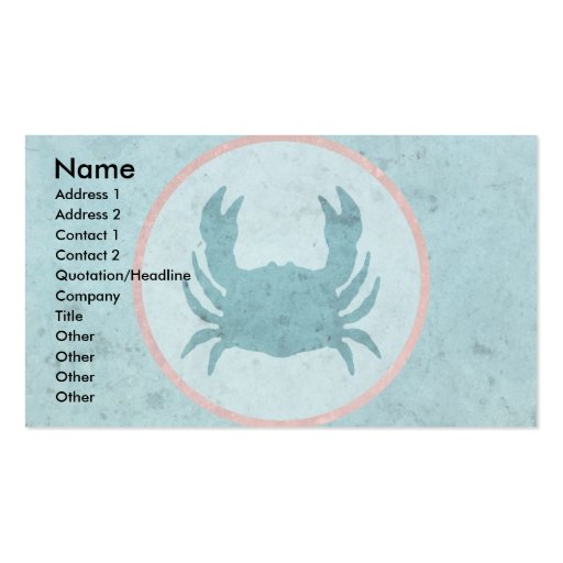 Blue Crab Pink Ring Business Card
