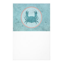 Blue Crab Pink Ring Custom Stationery