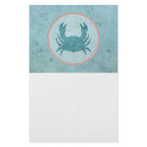 Blue Crab Pink Ring Custom Stationery
