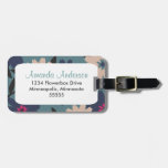 Blue & Cream Floral Personalized Luggage Tags