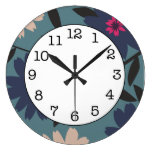 Blue & Cream Round Floral Wall Clock