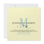 Blue Cream Save the Date Monogram Announcement