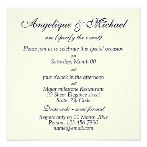 Blue cream wedding anniversary engagement invite