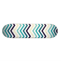 Blue Cream Zigzag Chevrons Skateboard Deck