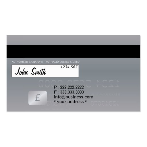 Blue Credit Card Style Business Card (back side)
