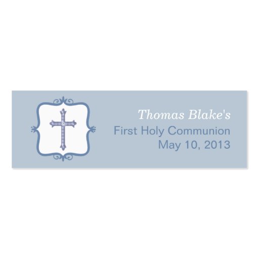 Blue Cross Communion Small Tag Business Card (front side)