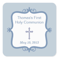 Blue Cross Communion Square Sticker stickers