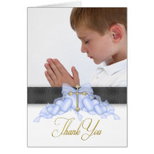 Blue Cross Photo First Communion Thank You Cards