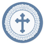 Blue Cross Round Sticker