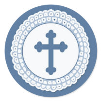 Blue Cross Round Sticker
