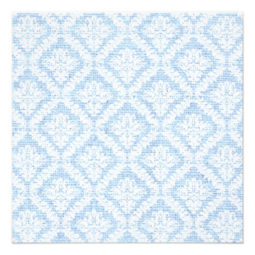 Blue Cross white damask burlap First Communion Invites