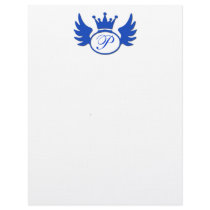 Blue Crown Monogram Stationery Letterhead by CustomizeACard Blue Crown Monogram Stationery Letterhead
