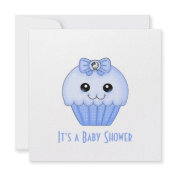 Blue Cupcake Baby Shower Invitation
