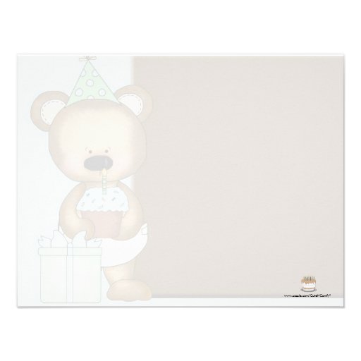 Blue Cupcake Bear Birthday Party Invitations
